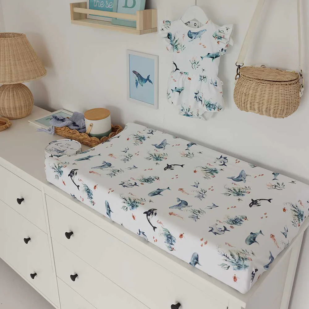 Ocean Organic Bassinet Sheet / Change Pad Cover - Image 6