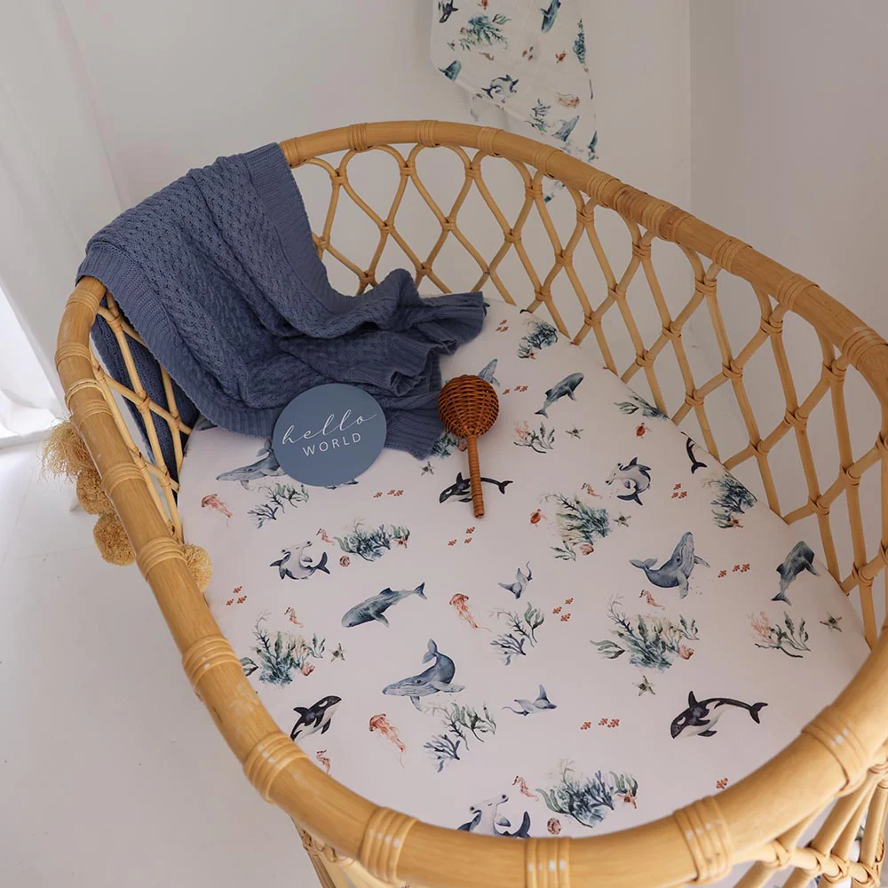 Ocean Organic Bassinet Sheet / Change Pad Cover - Image 8