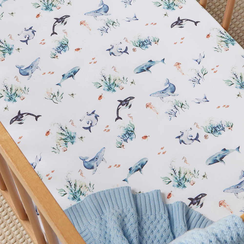 Ocean Organic Fitted Cot Sheet - Image 10