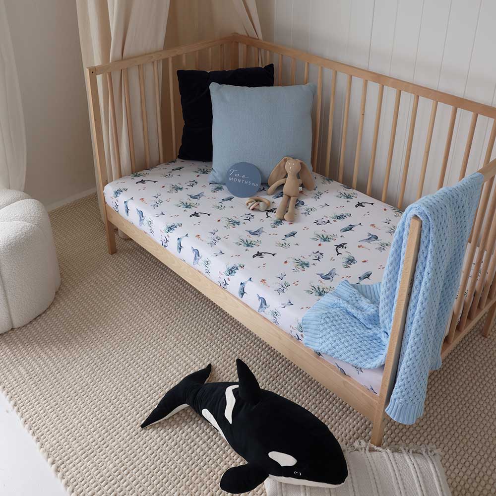 Ocean Organic Fitted Cot Sheet - Image 4