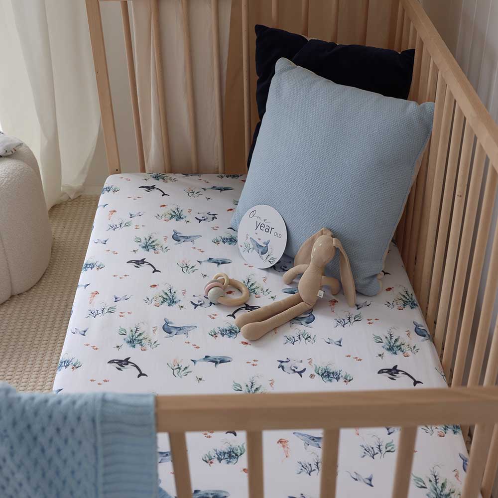 Ocean Organic Fitted Cot Sheet - Image 5