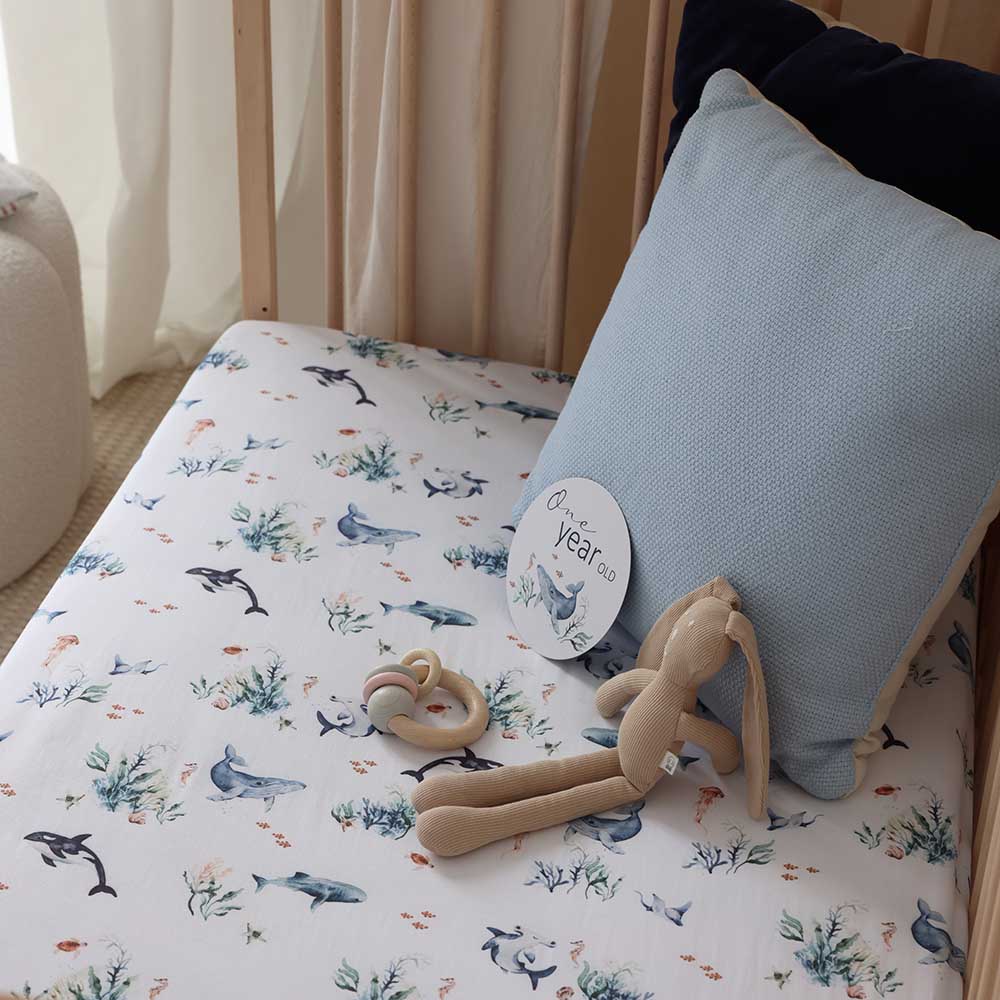 Ocean Organic Fitted Cot Sheet - Image 6