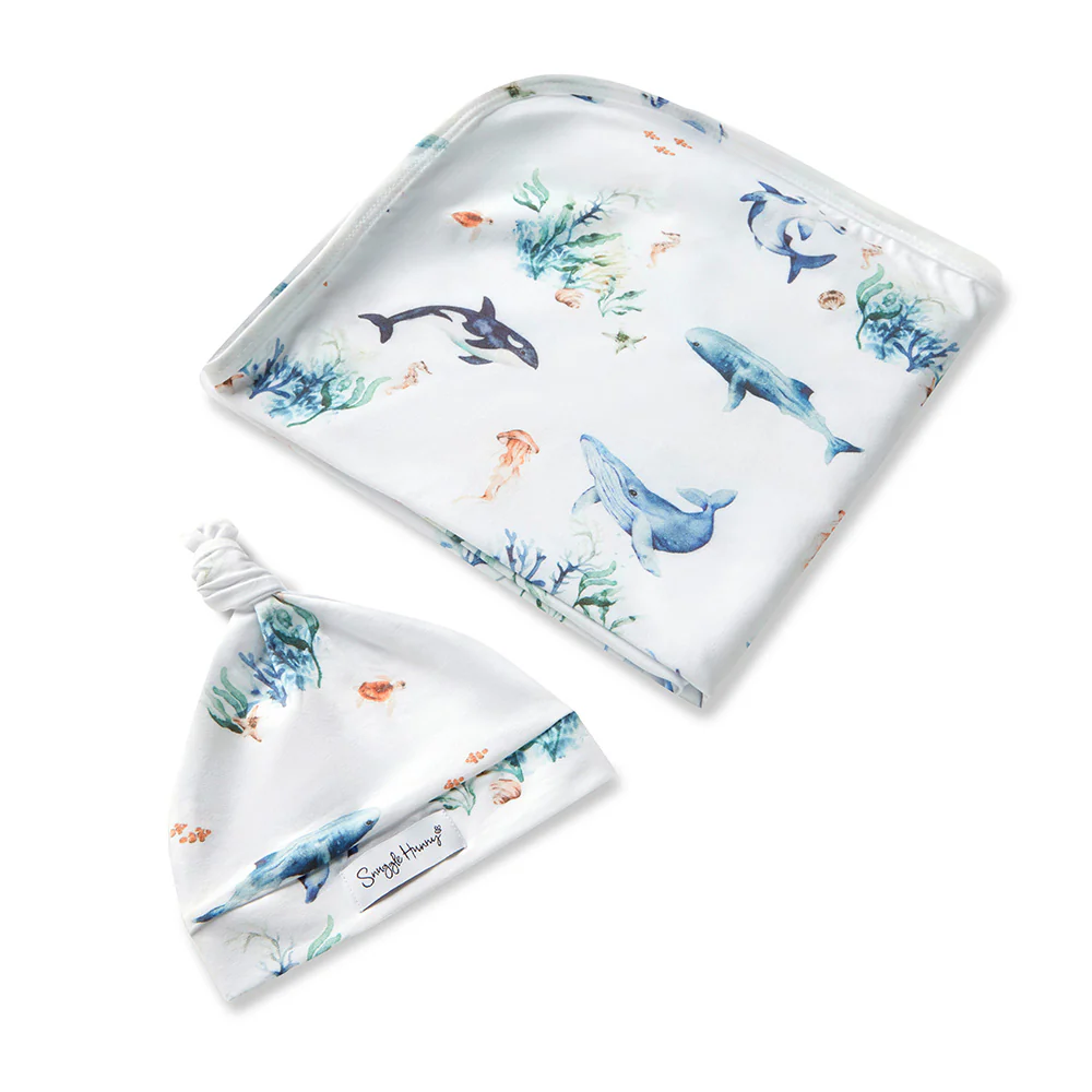 Ocean Organic Jersey Wrap & Beanie Set - Image 2