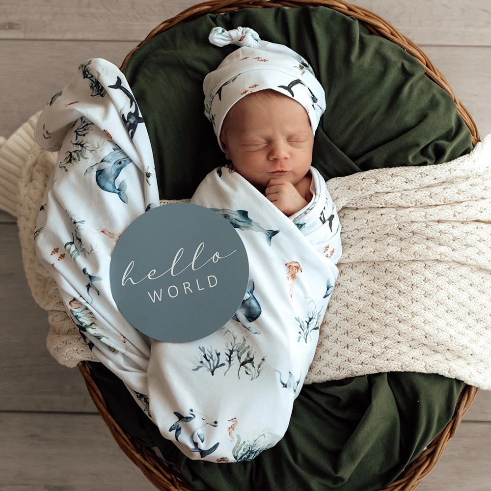 Ocean Organic Jersey Wrap & Beanie Set - Image 3