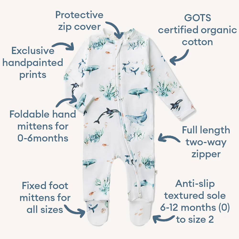 Ocean Organic Snuggle Sleepsuit Zip Footie - Image 4