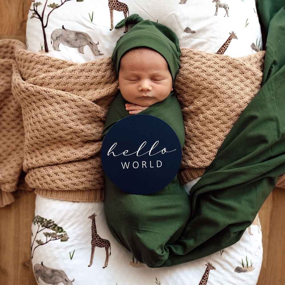 Olive Baby Jersey Wrap & Beanie Set - Image 5