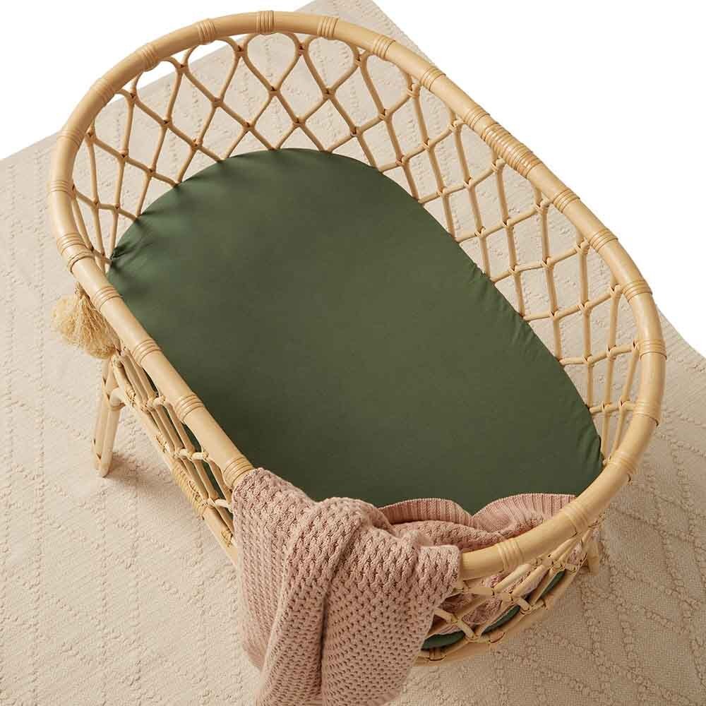 Olive Organic Bassinet Sheet / Change Pad Cover - Image 3