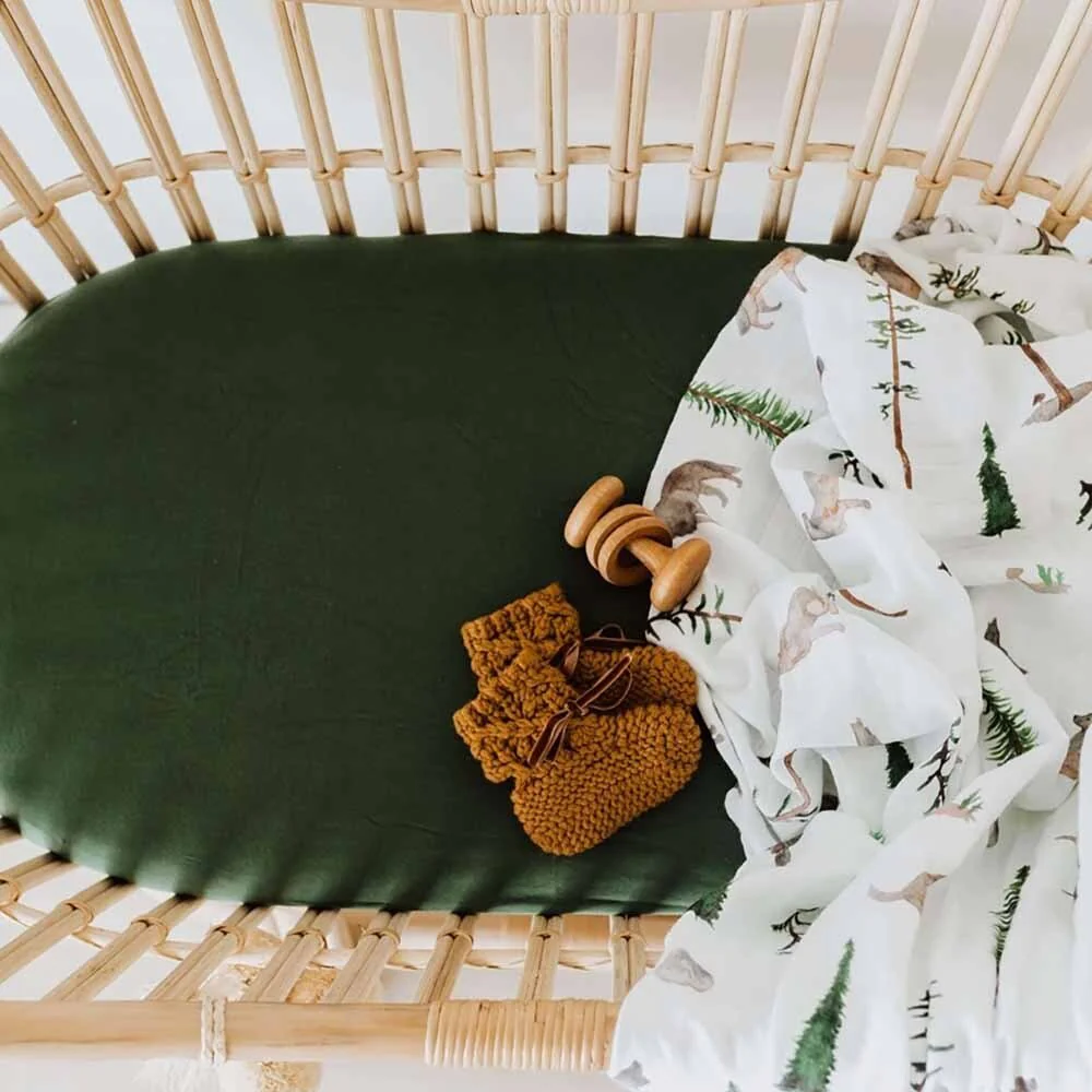 Olive Organic Bassinet Sheet / Change Pad Cover - Image 5