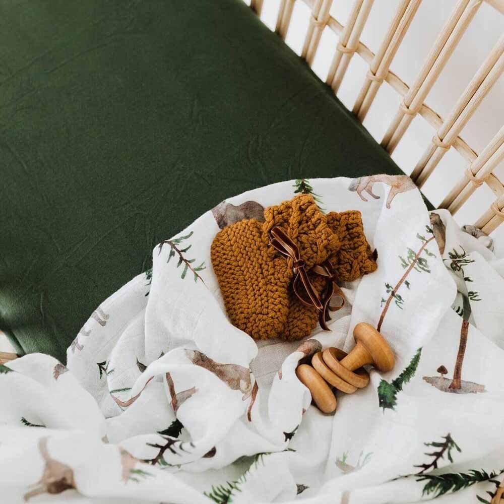 Olive Organic Bassinet Sheet / Change Pad Cover - Image 6