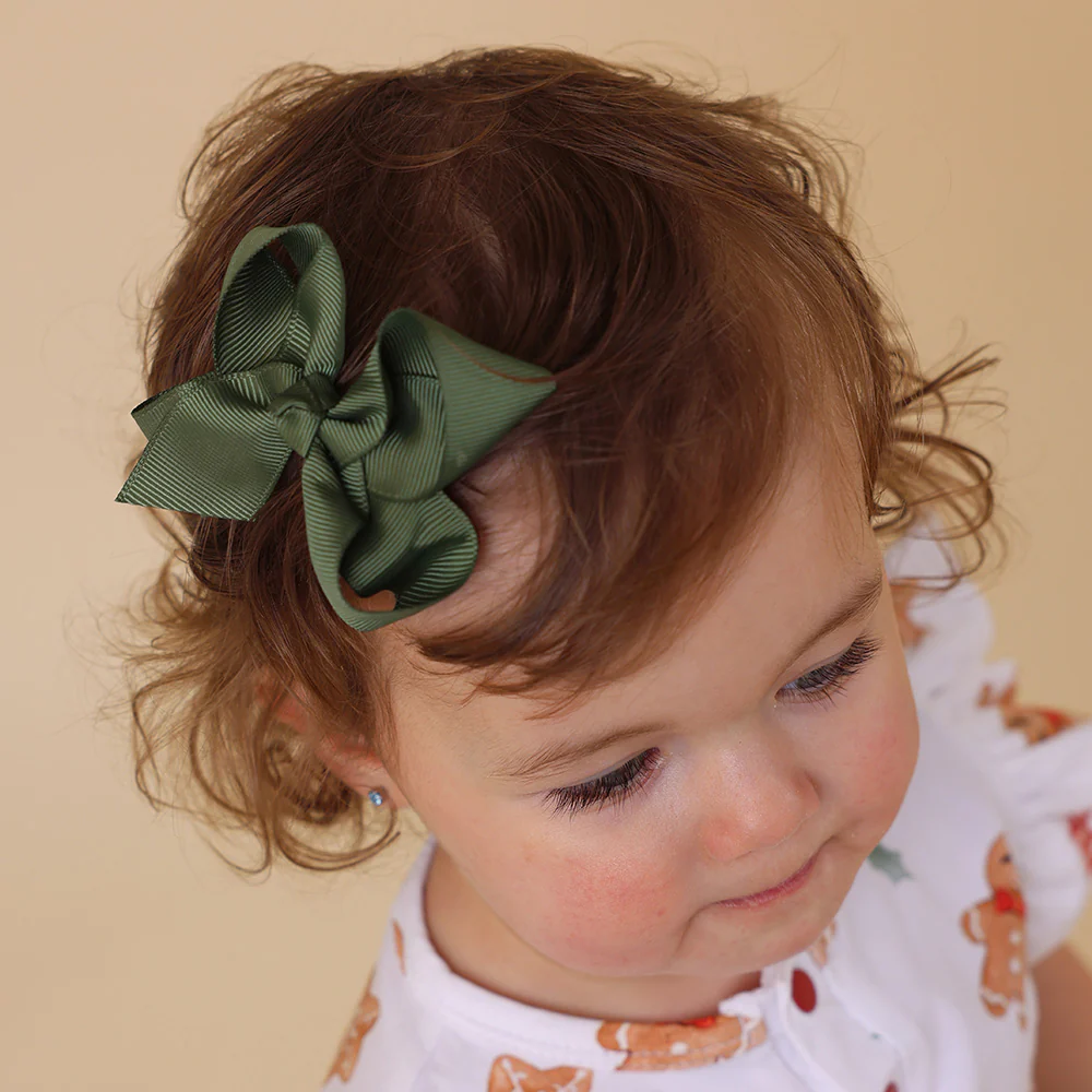 Olive Bow Hair Clip - Image 3