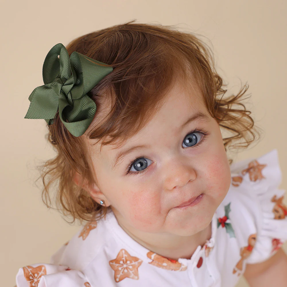 Olive Bow Hair Clip - Image 4