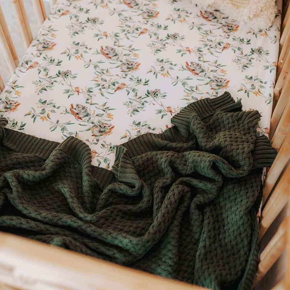 Olive Diamond Knit Organic Baby Blanket - Image 5
