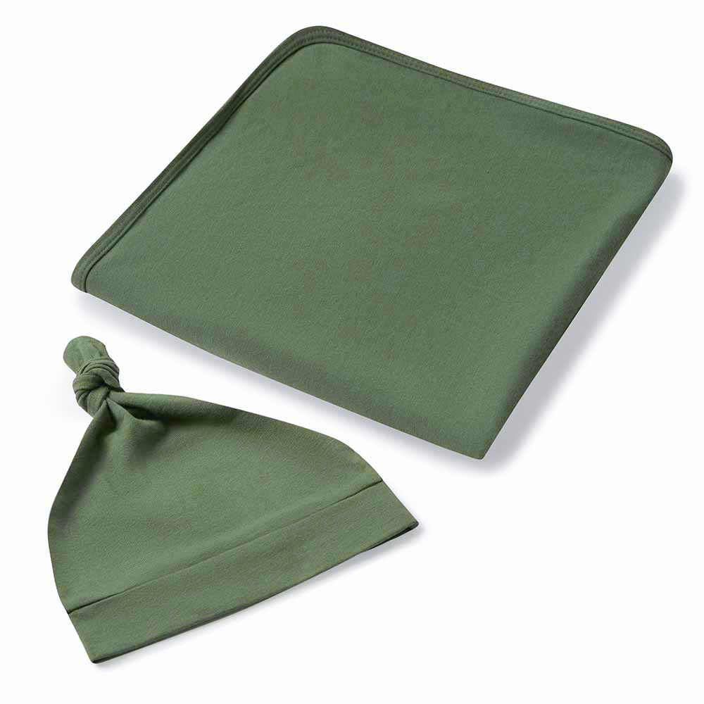 Olive Jersey Wrap Green Birth Announcement Set - Image 2