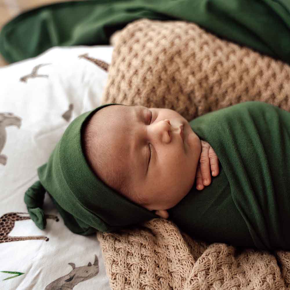 Olive Jersey Wrap Green Birth Announcement Set - Image 5