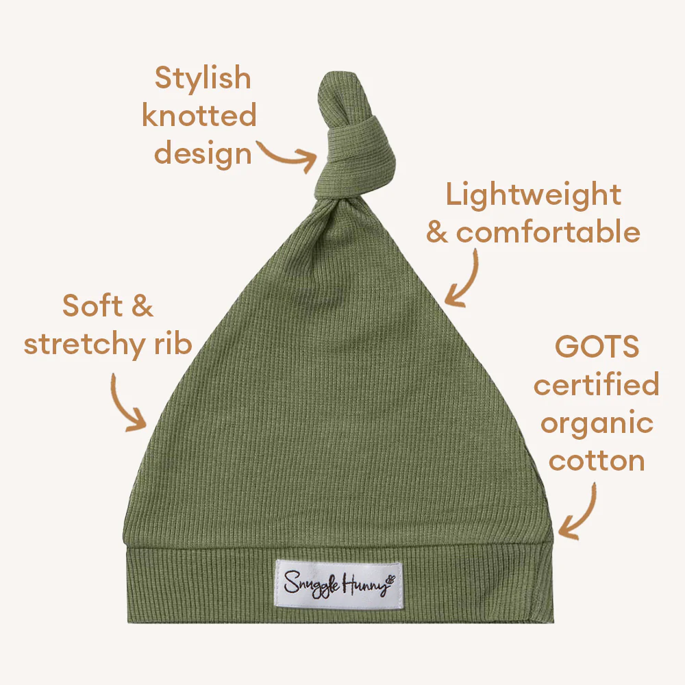 Olive Organic Knotted Beanie - Image 4