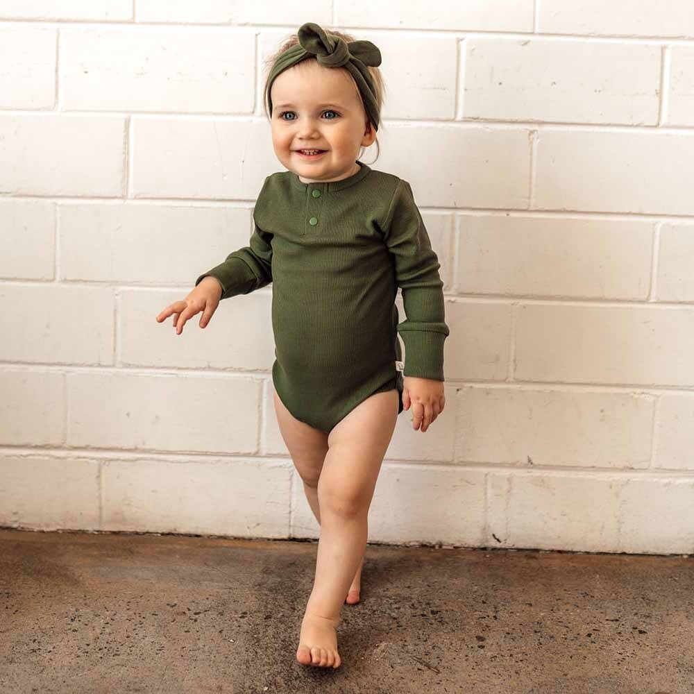 Olive Long Sleeve Organic Bodysuit - Image 3