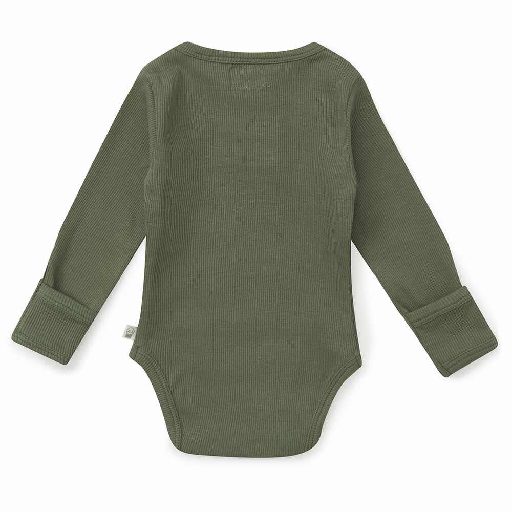 Olive Long Sleeve Organic Bodysuit - Image 4