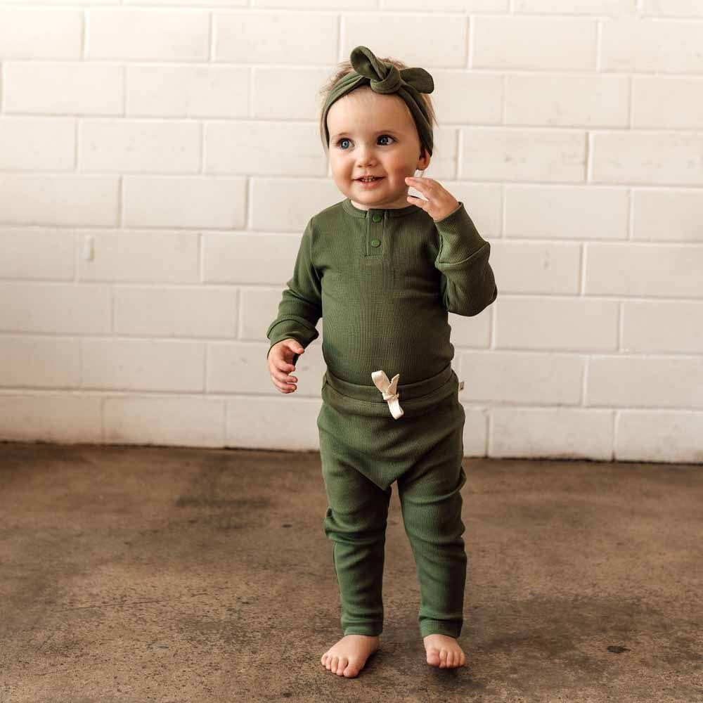 Olive Long Sleeve Organic Bodysuit - Image 7