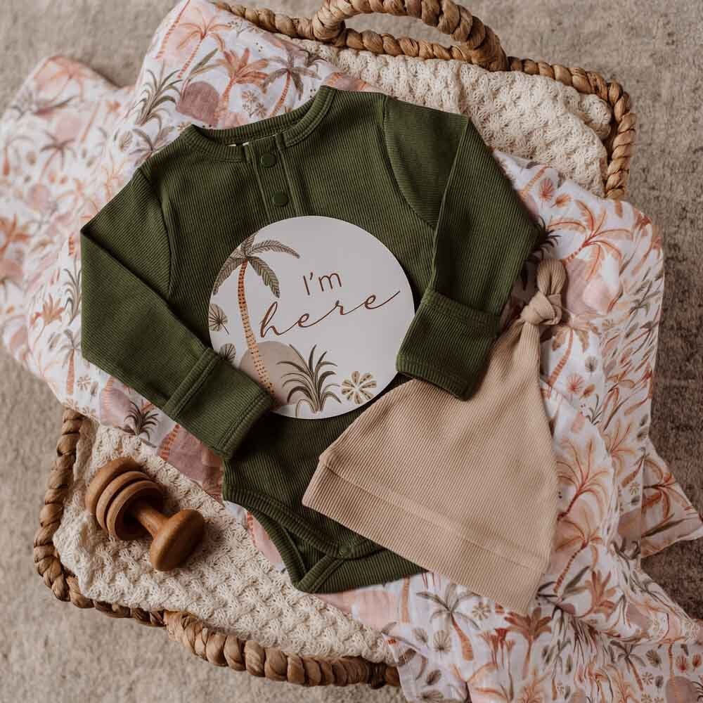 Olive Long Sleeve Organic Bodysuit - Image 8