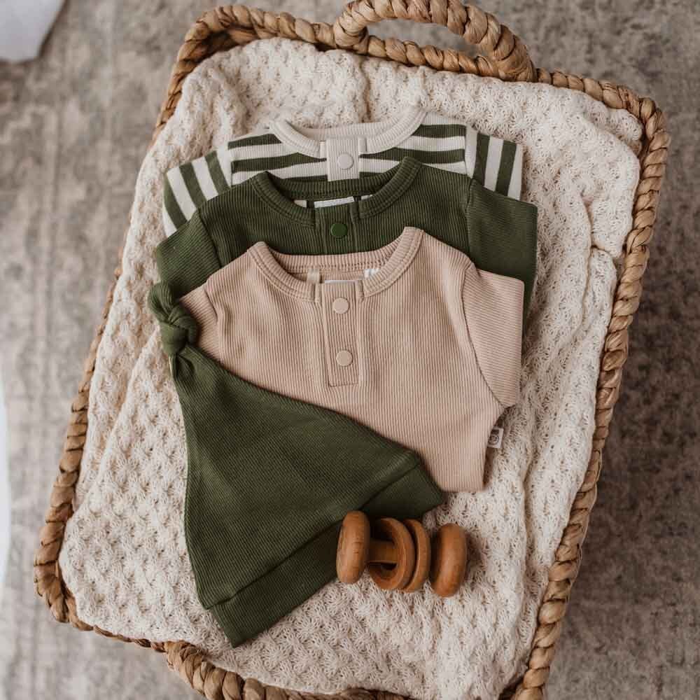 Olive Long Sleeve Organic Bodysuit - Image 9
