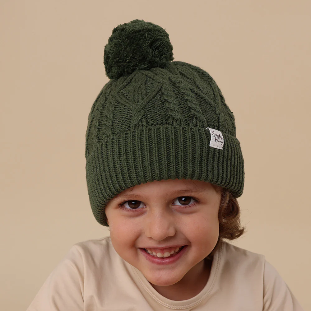 Olive Organic Baby Knit Beanie - Image 3