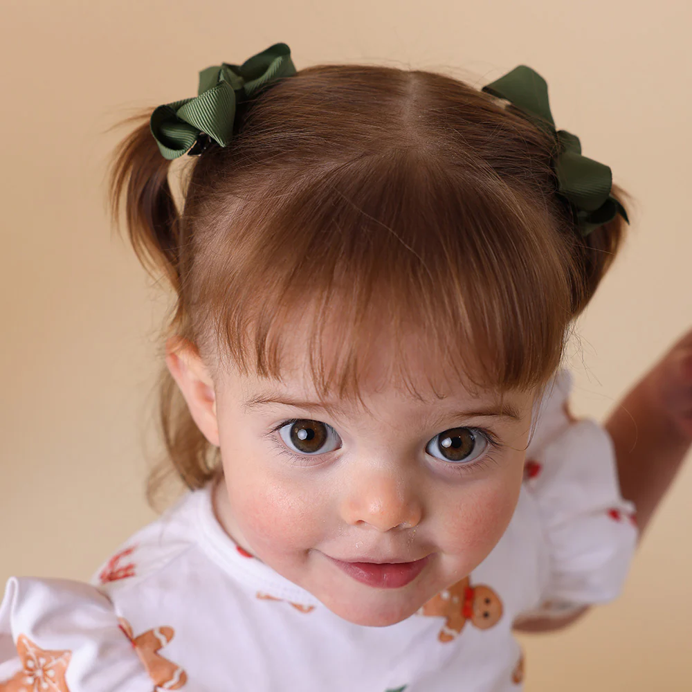 Olive Piggy Tail Hair Clips - Pair - Image 3