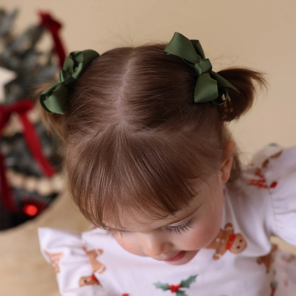 Olive Piggy Tail Hair Clips - Pair - Image 4