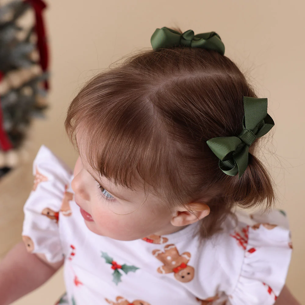 Olive Piggy Tail Hair Clips - Pair - Image 5