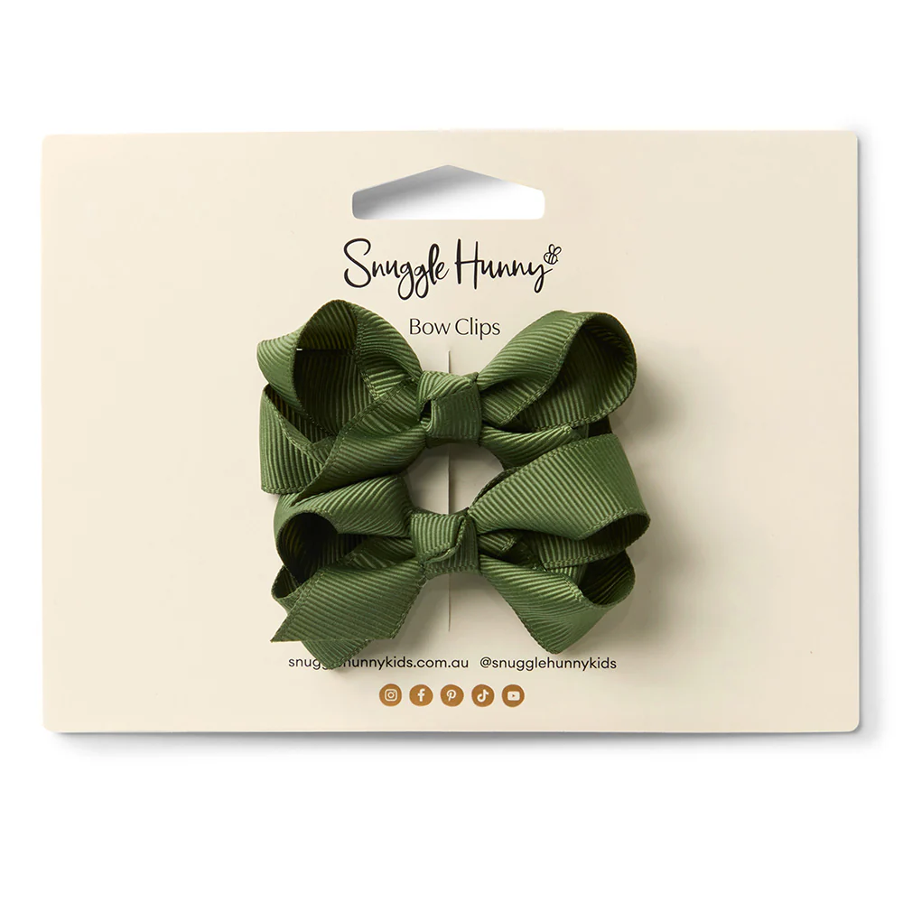 Olive Piggy Tail Hair Clips - Pair - Image 6