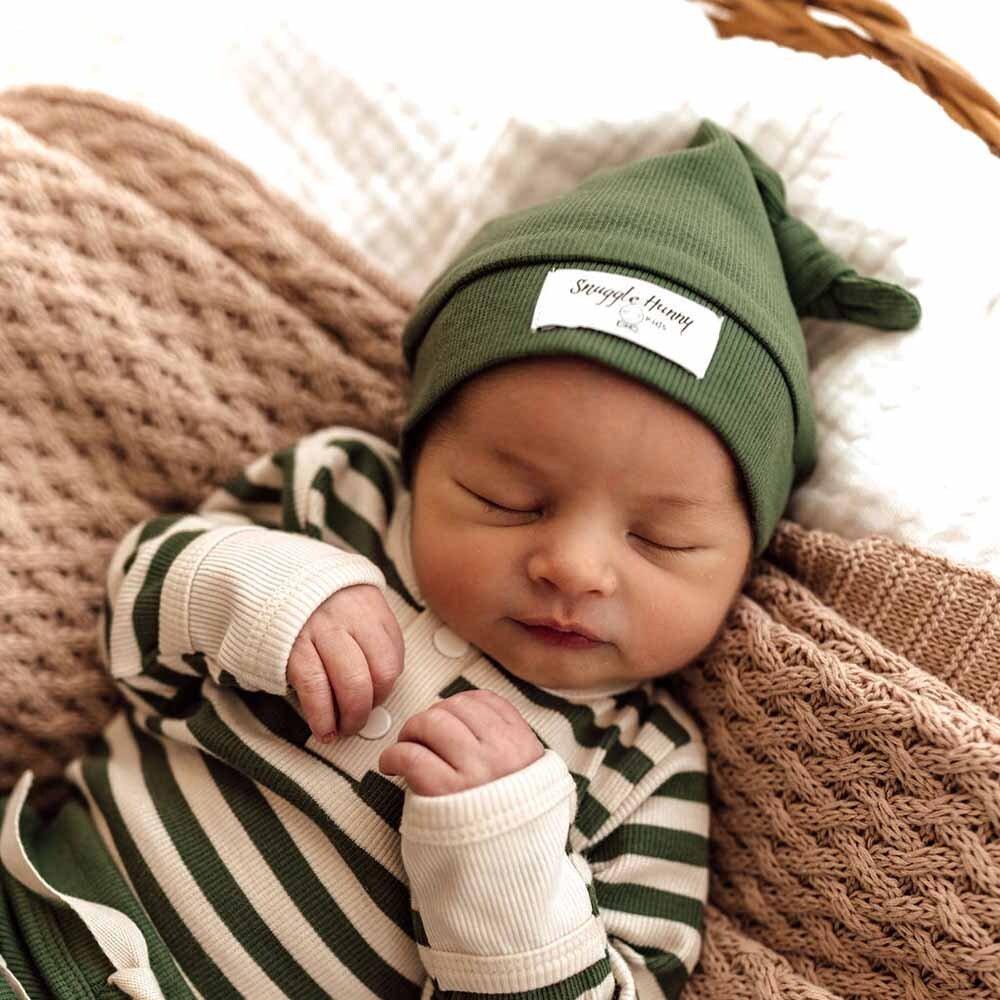 Olive Ribbed Organic Knotted Beanie - Image 6