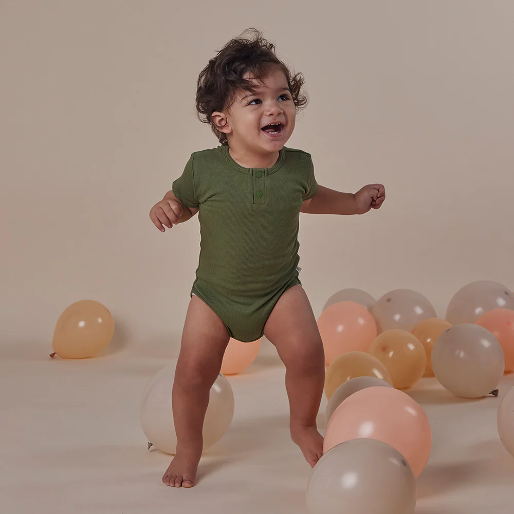 Olive Short Sleeve Organic Bodysuit - Image 5