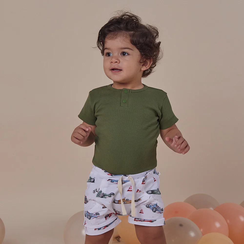 Olive Short Sleeve Organic Bodysuit - Image 6