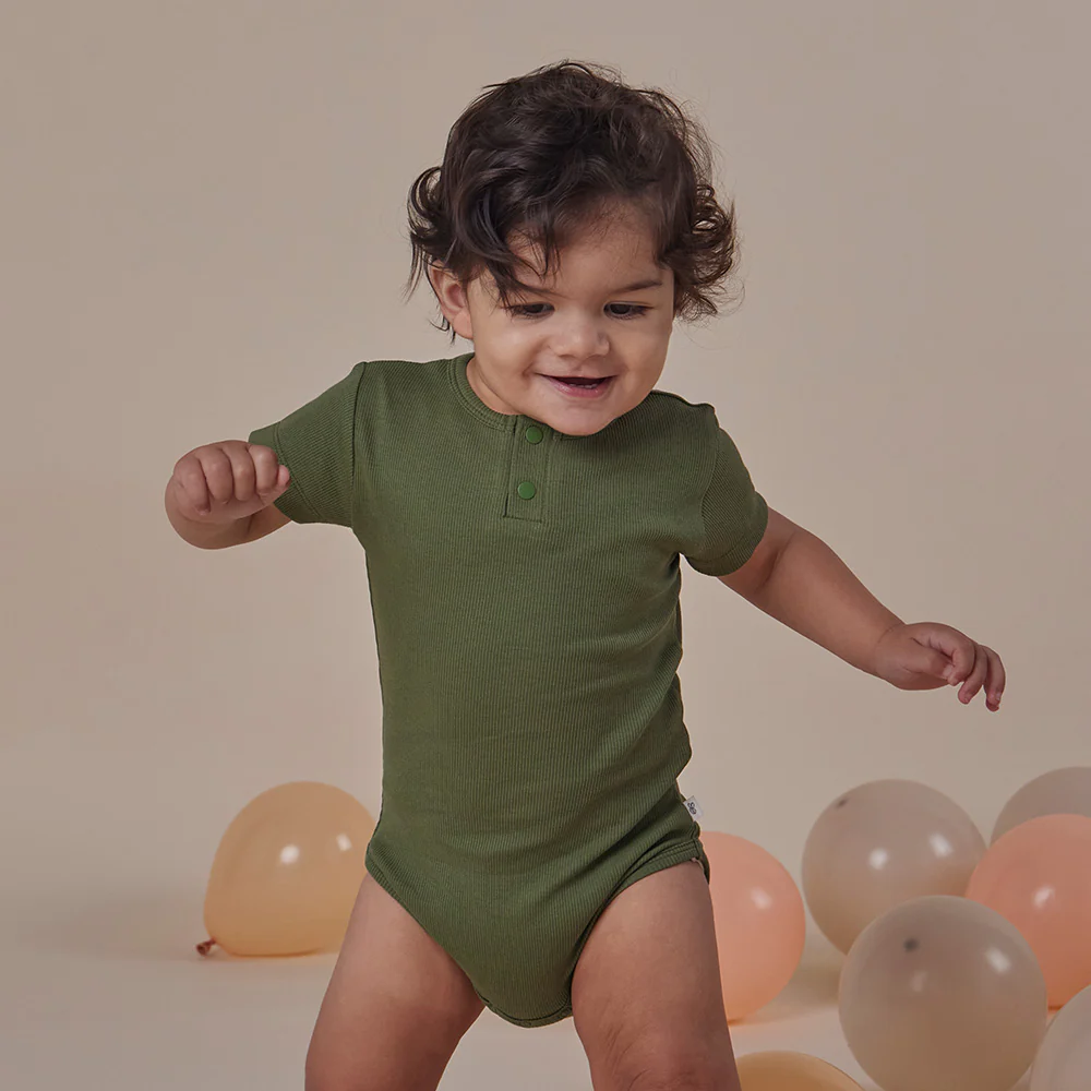 Olive Short Sleeve Organic Bodysuit - Image 7
