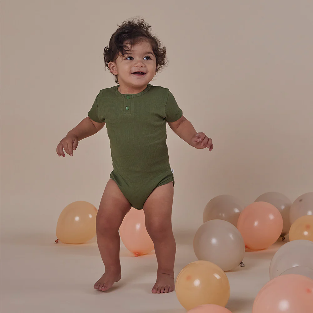 Olive Short Sleeve Organic Bodysuit - Image 9
