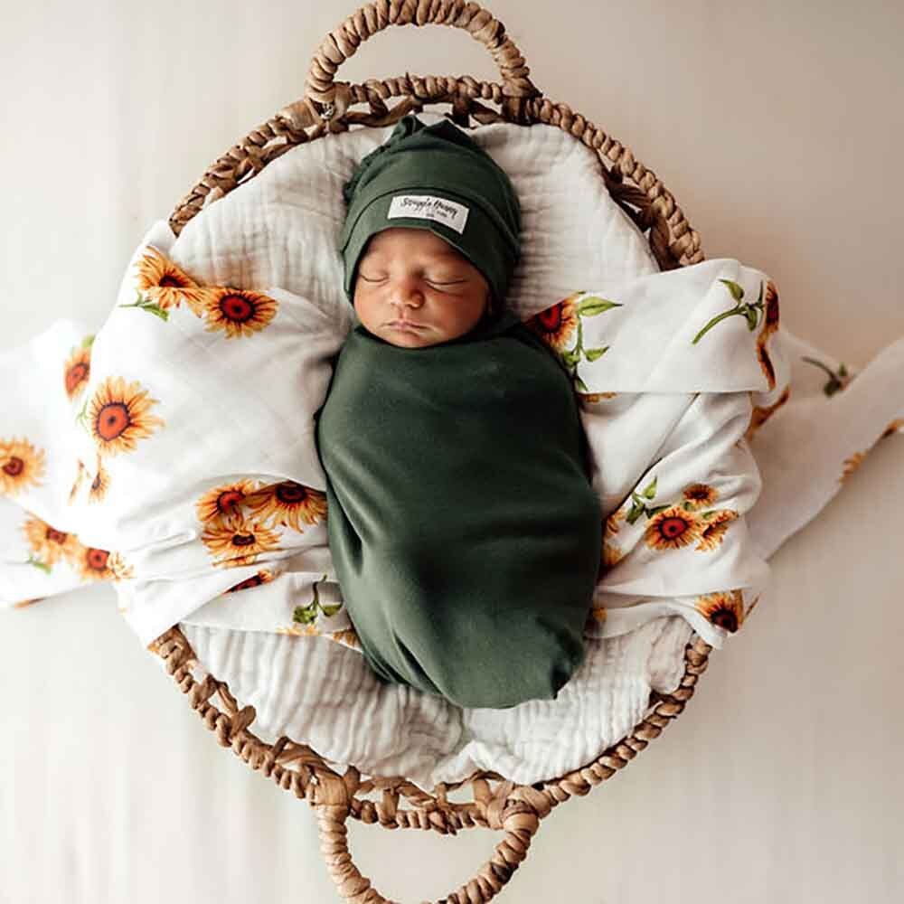 Olive Organic Snuggle Swaddle & Beanie Set - Image 4