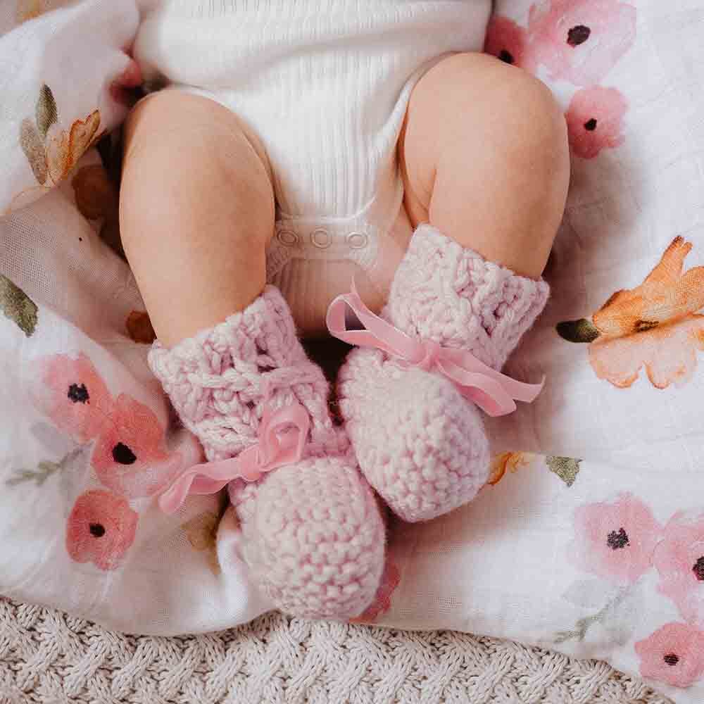 Pink Merino Wool Bonnet & Booties - Image 6