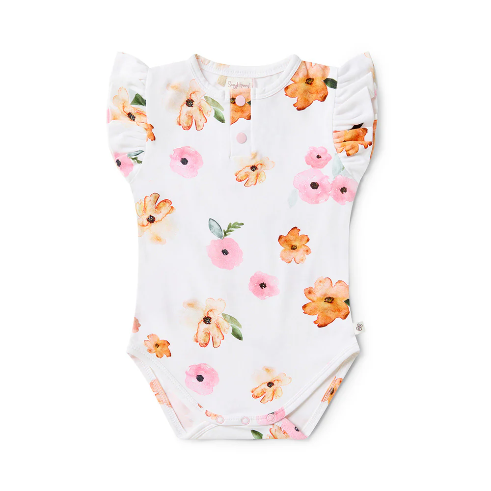 Poppy Short Sleeve Organic Bodysuit with Frill - Image 2