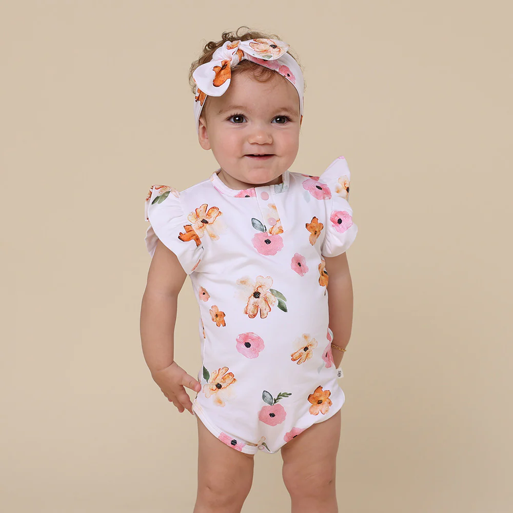 Poppy Short Sleeve Organic Bodysuit with Frill - Image 3