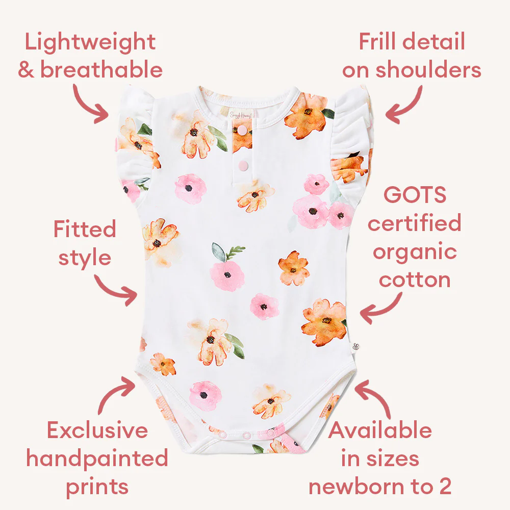 Poppy Short Sleeve Organic Bodysuit with Frill - Image 4