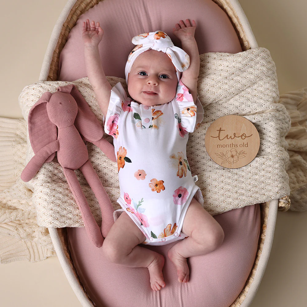Poppy Short Sleeve Organic Bodysuit with Frill - Image 5