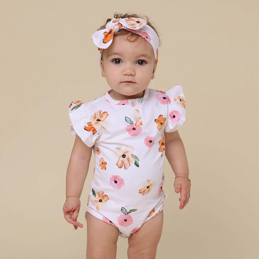 Poppy Short Sleeve Organic Bodysuit with Frill - Image 6
