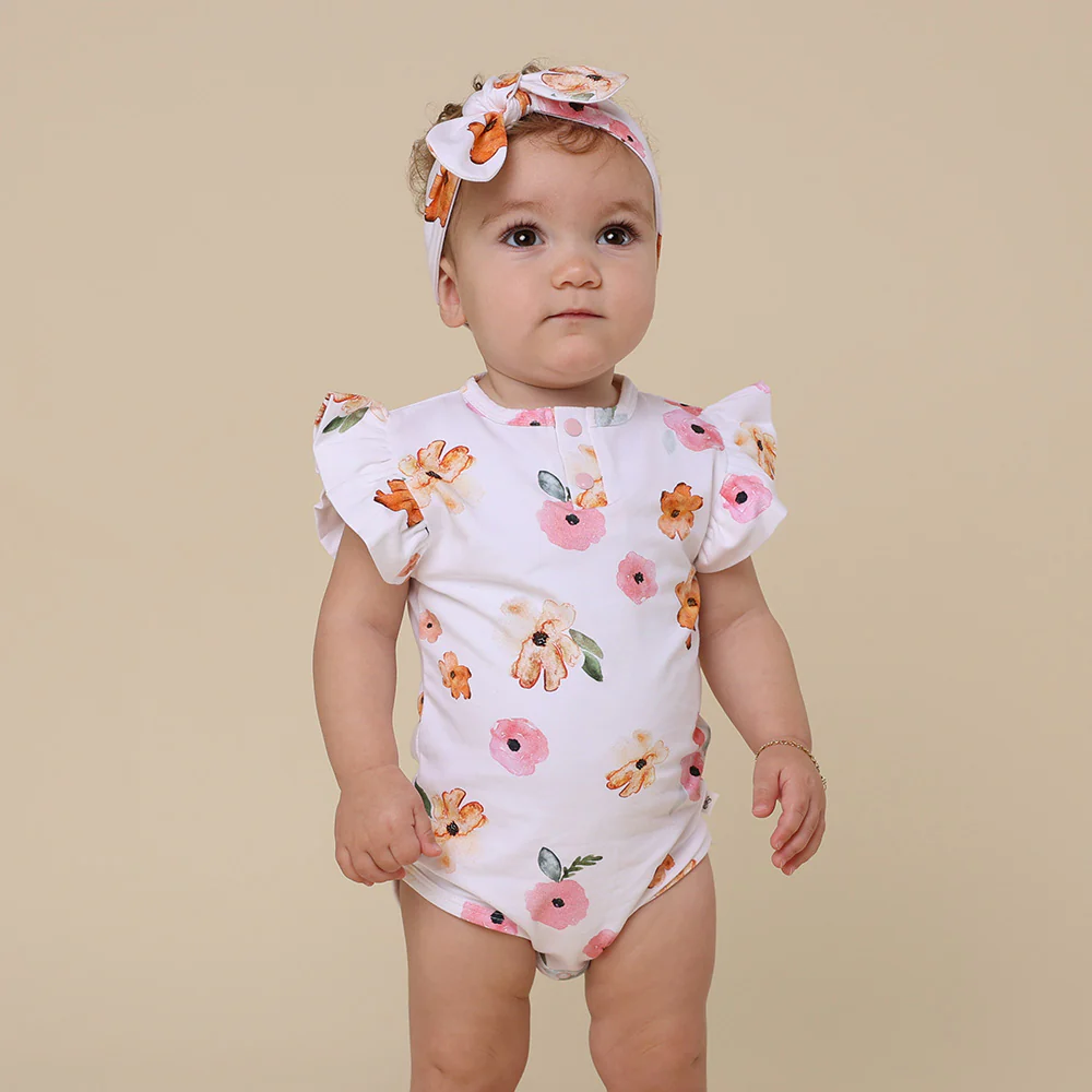 Poppy Short Sleeve Organic Bodysuit with Frill - Image 8