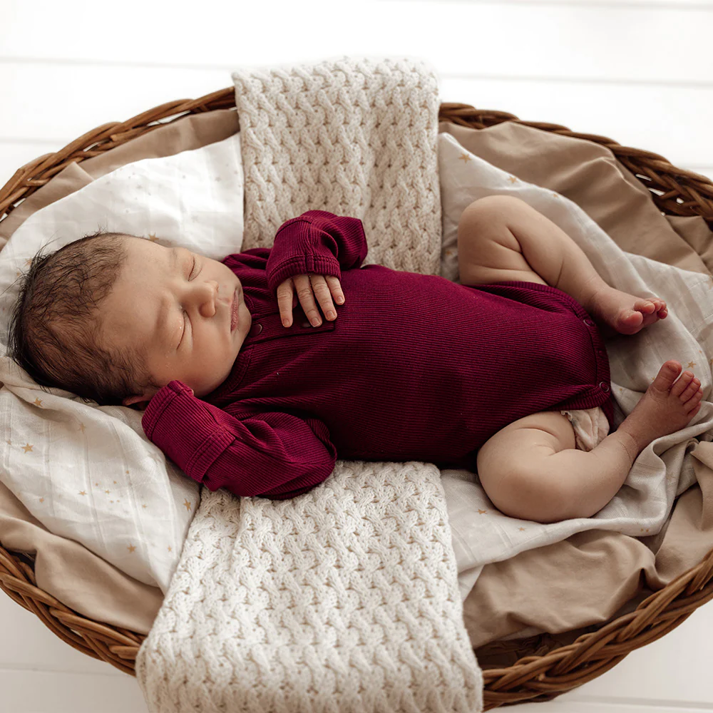 Raspberry Long Sleeve Organic Bodysuit - Image 3