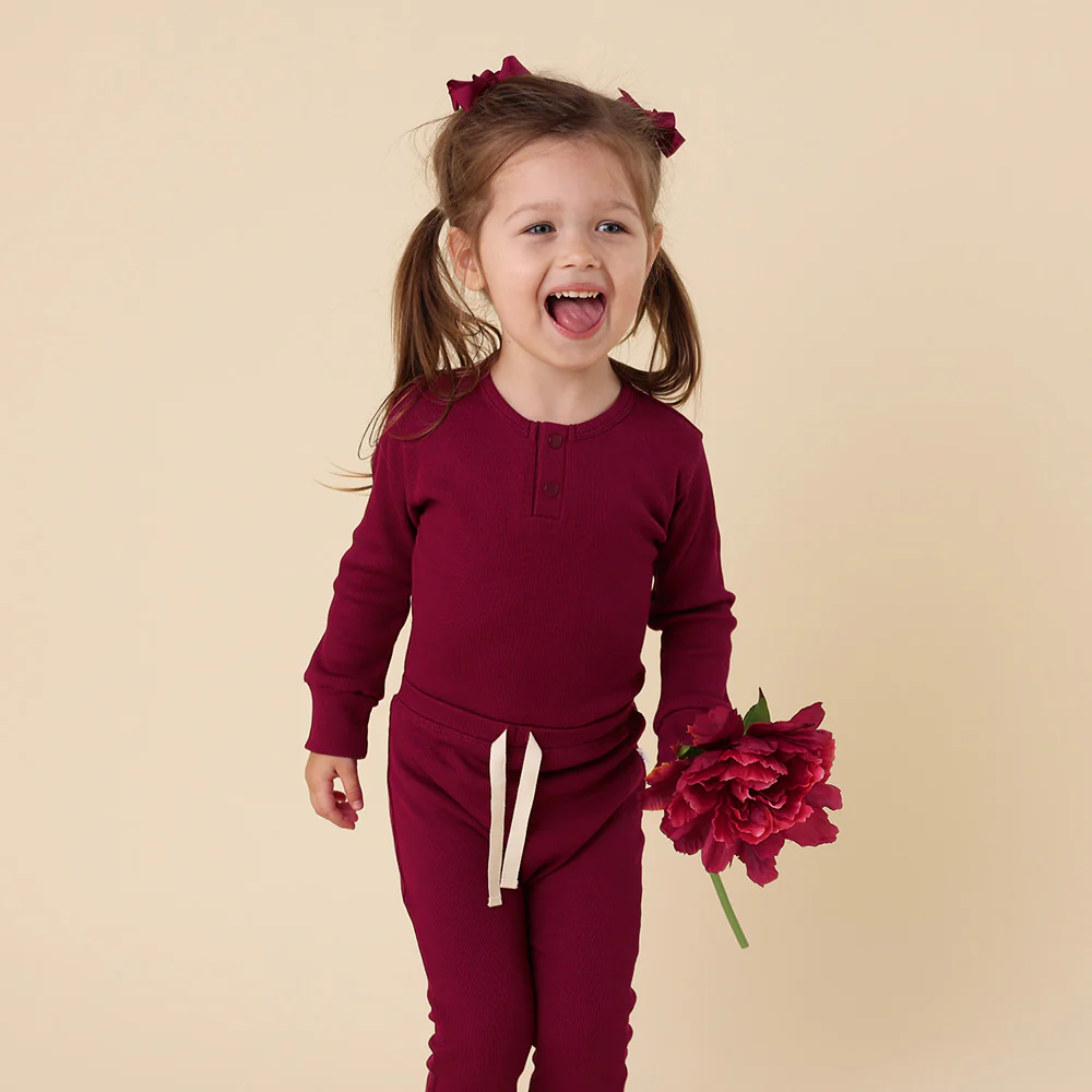 Raspberry Long Sleeve Organic Bodysuit - Image 5