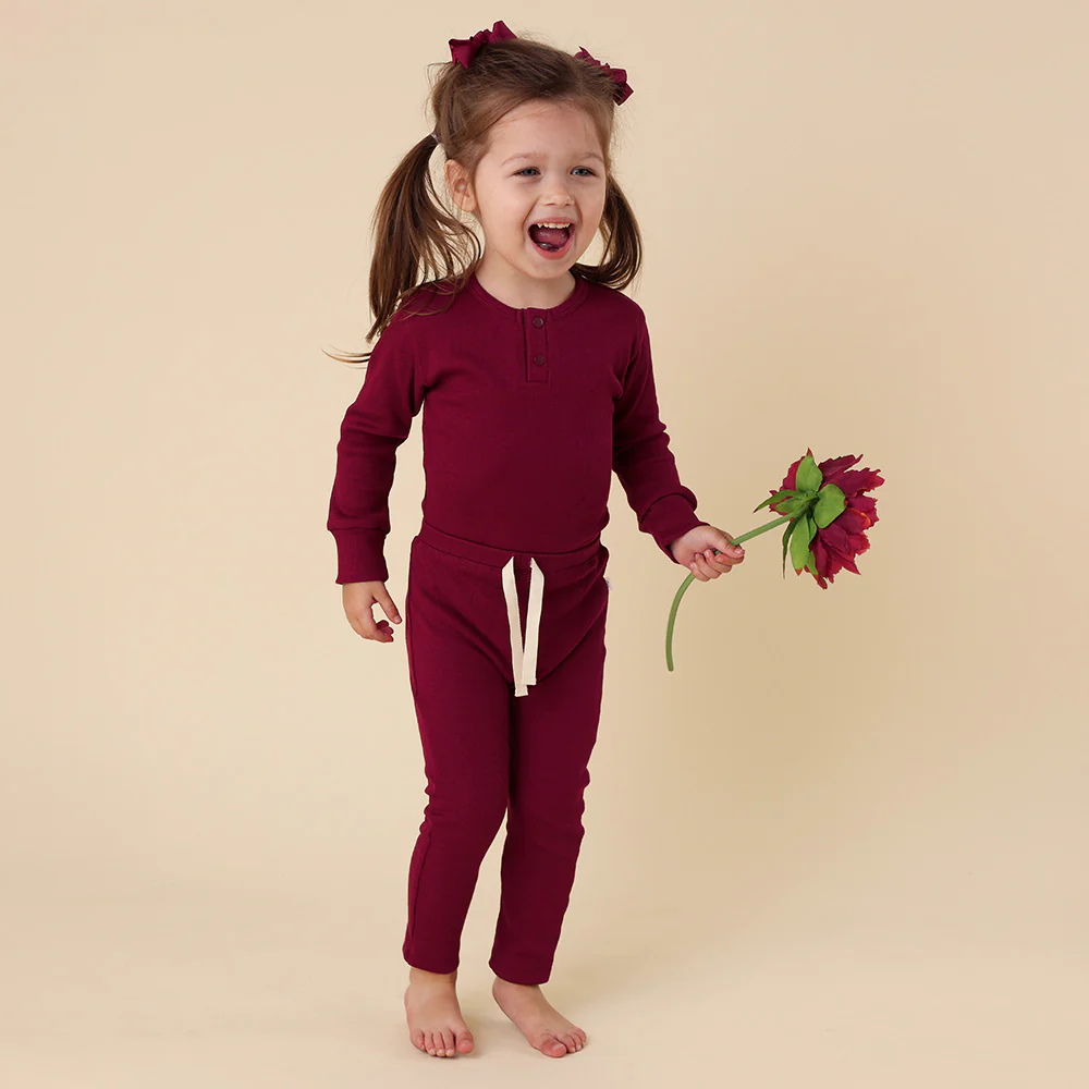 Raspberry Long Sleeve Organic Bodysuit - Image 6