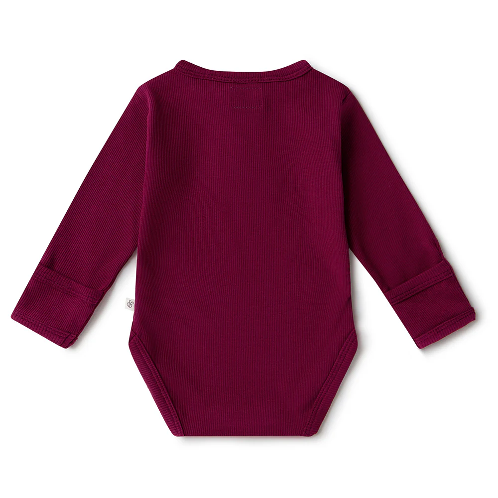 Raspberry Long Sleeve Organic Bodysuit - Image 7