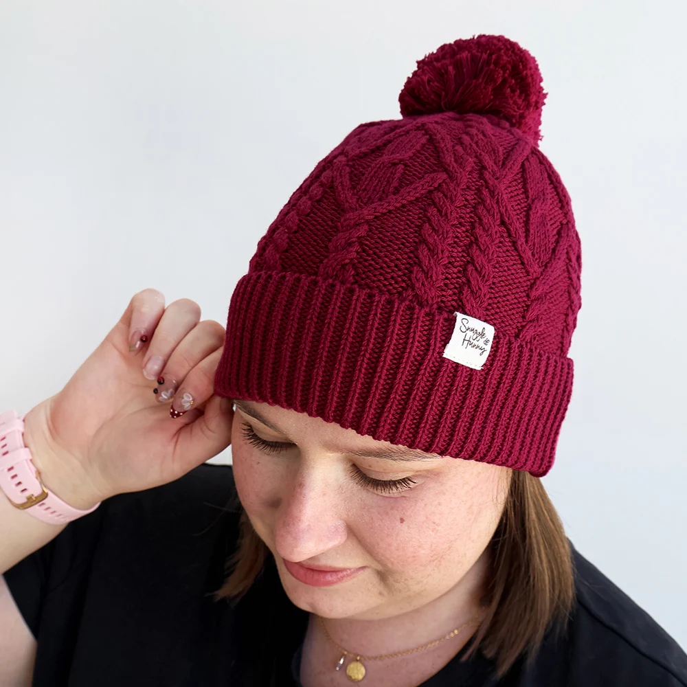 Raspberry Organic Adult Knit Beanie - Image 3
