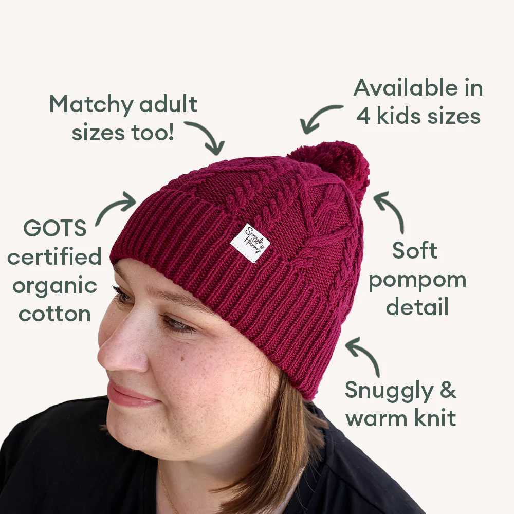 Raspberry Organic Adult Knit Beanie - Image 4