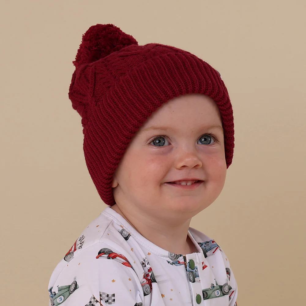 Raspberry Organic Baby Knit Beanie - Image 3