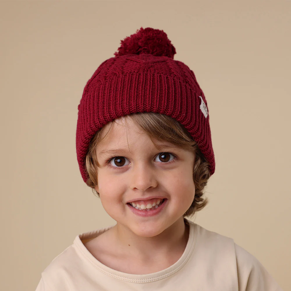 Raspberry Organic Baby Knit Beanie - Image 4